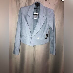Express cropped blazer double breasted baby blue size small